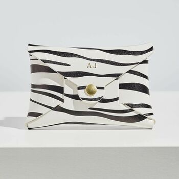 Personalised Zebra Print Leather Card + Coin Purse, 3 of 5