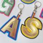 Two Tone Letter Rainbow Keyring Made With Vegan Leather, thumbnail 3 of 9