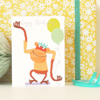 Happy Birthday Monkey Mini Card, 3 of 4