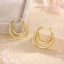 Single Piercing Double Large Hoop Earrings In Sterling Silver, thumbnail 4 of 10