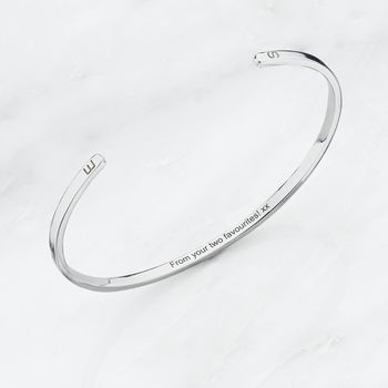 Men's Silver Or Gold Thin Personalised Engraved Bangle, 2 of 9