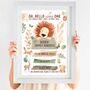 Personalised Keepsake Birth Print Lion And Friends, thumbnail 1 of 5