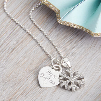 Personalised Sterling Silver Snowflake Necklace, 2 of 5