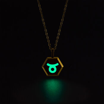 Zodiac Gold Glowing Pendant Necklace With Uv Keyring Torch, 6 of 12