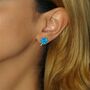 Blue Opal Clover Sterling Silver Stud Earring In Gold, thumbnail 4 of 5