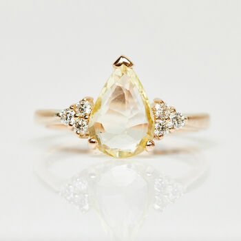 One Of A Kind Two.10ct Pear Shape Yellow Sapphire Engagement Ring, 3 of 5