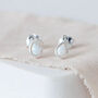Mini Sterling Silver Teardrop White Opal Stud Earrings, thumbnail 1 of 10