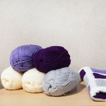Three Colour Granny Square Crochet Blanket Kit, 6 of 11