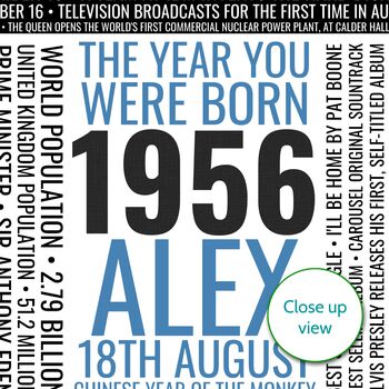 Personalised 70th Birthday Print Gift Year Facts 1956, 8 of 12