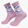 Women's Bamboo Socks Pink Christmas Ski Village, thumbnail 1 of 2