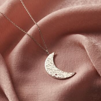 Large Personalised Birthstone Confetti Moon Necklace, 3 of 8