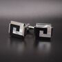 Silver Pearl Shell Cufflinks Black Square, thumbnail 1 of 5