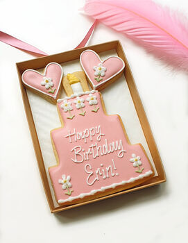 Personalised Pink Daisy Birthday Cookie Letterbox Gift, 2 of 3