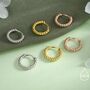 Sterling Silver Minimalist Braided Huggie Hoops, thumbnail 2 of 11