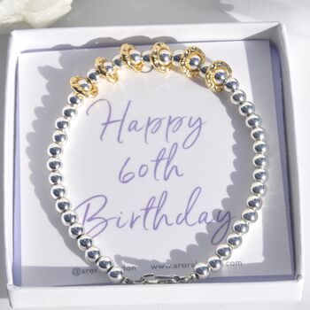 Dainty Silver Plated Milestone Birthday Decade Bracelet, 9 of 10