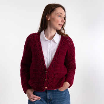 Easy V Neck Cardigan Crochet Kit, 2 of 9