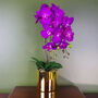 Purple Artificial Orchid Large Gold 52cm Real Touch, thumbnail 1 of 3