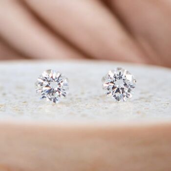 Mini Sterling Silver Simple Cz Stud Earrings, 2 of 11