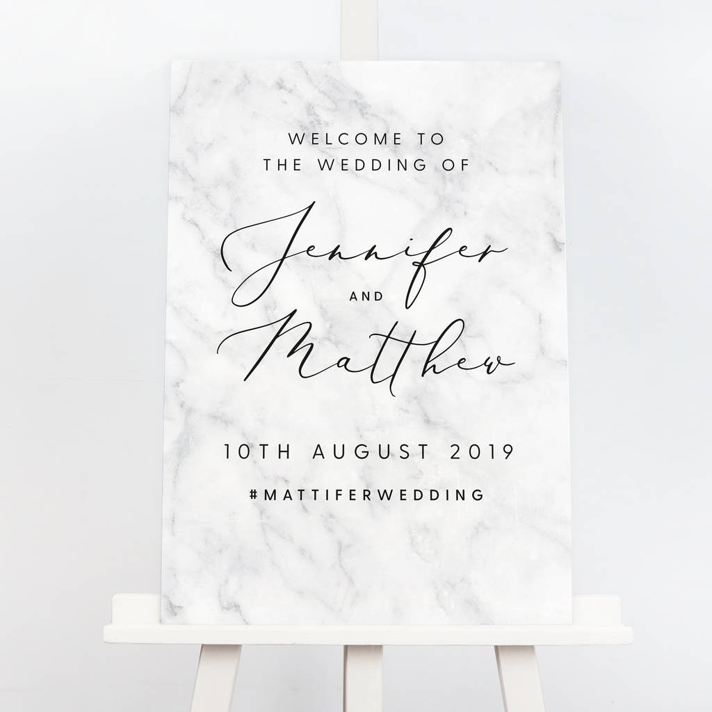 Monochrome Marble Wedding Welcome Sign