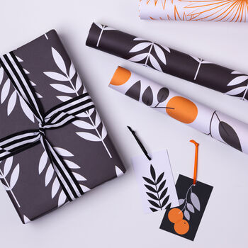 Black Leaves Wrapping Paper | Gift Wrap, 2 of 5