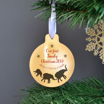 Personalised Metal First Christmas Elephant Bauble, 4 of 4