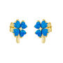 Blue Opal Clover Sterling Silver Stud Earring In Gold, thumbnail 2 of 5