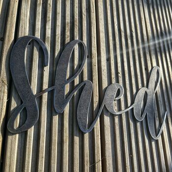 'Shed' Metal Word Sign Wall Art Decoration, 2 of 6
