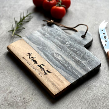 Personalised Marble And Acacia 'Birthday' Cheese Board, 2 of 3