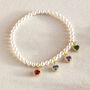 Pearl Bracelet With Family Birthstone Hearts, thumbnail 3 of 11
