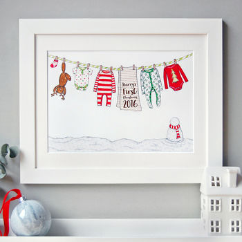 Personalised Baby's First Christmas Print, 7 of 7