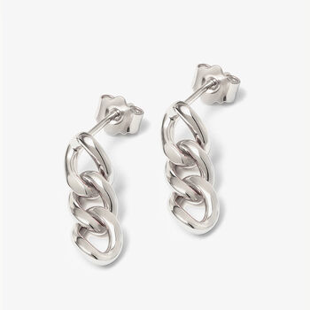 Short Chain Stud Earrings Sterling Silver, 4 of 4