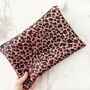Pink Leopard Glitter Clutch Bag, thumbnail 1 of 2