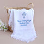 Personalised White Christening Shawl With Cross, thumbnail 1 of 6