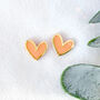Coral Pink Polymer Clay Heart Studs, thumbnail 3 of 4
