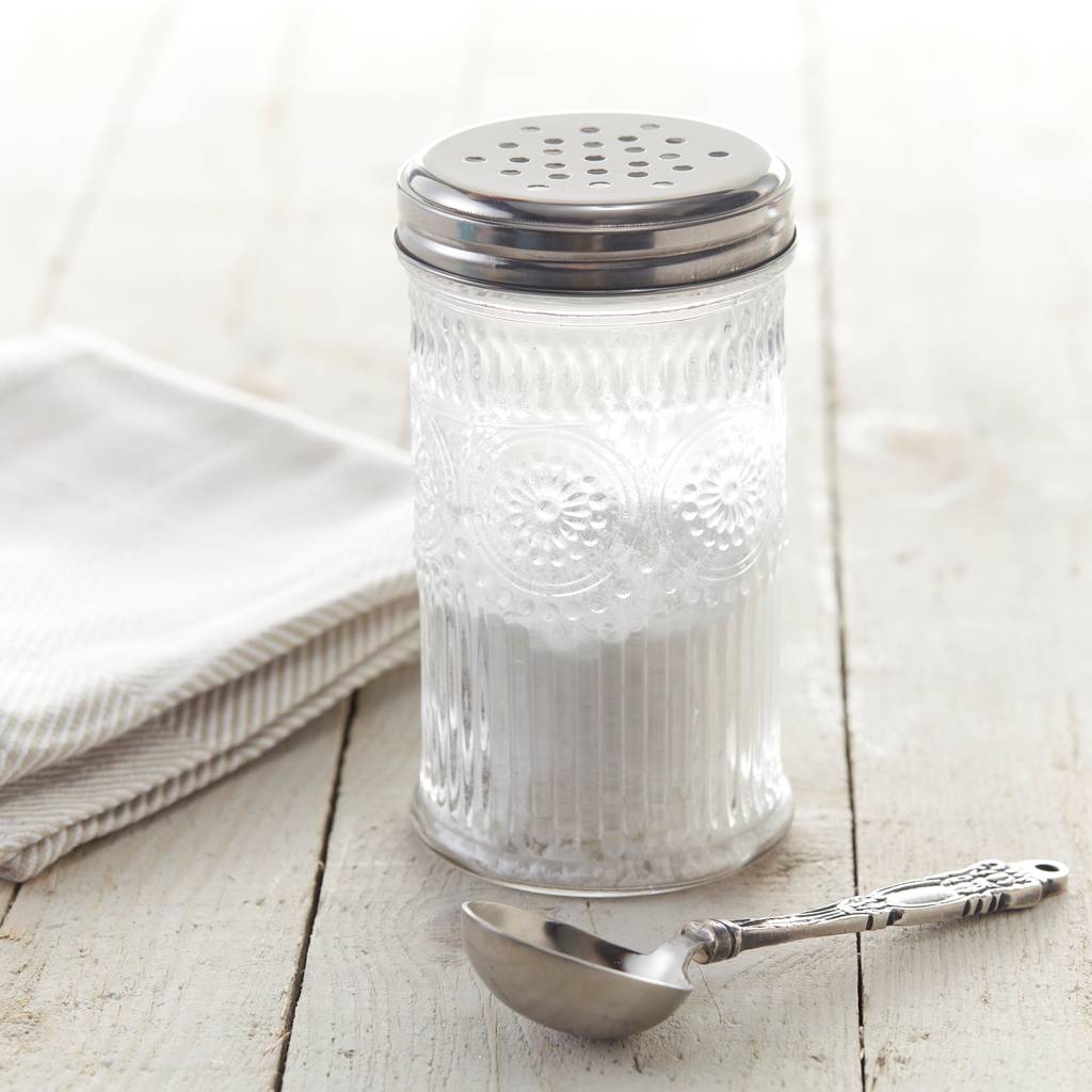 vintage glass sugar or flour shaker by the contemporary home