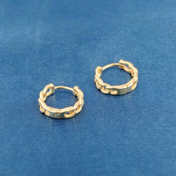 Gold Chain Huggie Hoop Earrings, 2 of 7