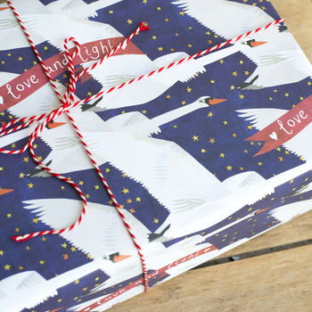 'Starry Swan' Recycled Christmas Wrapping Paper Pack, 3 of 7