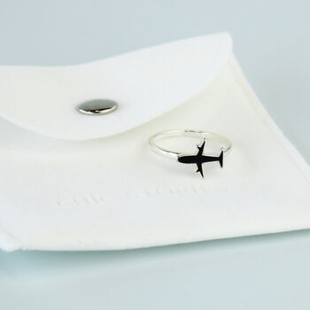 Sterling Silver Black Plane Adjustable Ring, 5 of 6