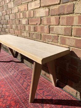 Modern Laminated Birchwood Bench With Tapered Legs, 10 of 12