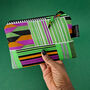 Small African Print Zip Pouch | Green Kente Kofi Print, thumbnail 1 of 4