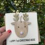 Baby's First Christmas Reindeer Decoration Card, thumbnail 1 of 3