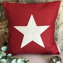 Red Handmade Wool Cushion With Star, thumbnail 3 of 4