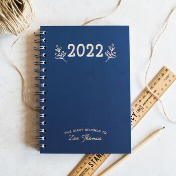 Personalised 2023 Silver Foil Diary With Wreath Design, 3 of 12