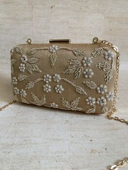 Dark Gold Pearl Rectangular Clutch Bag, 8 of 10