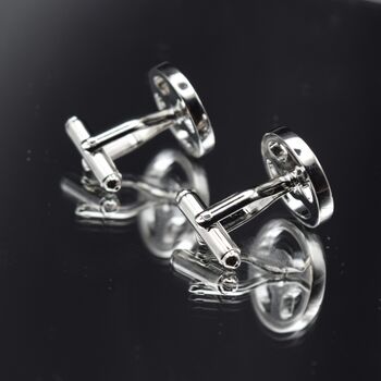 Steering Wheel Silver Cufflinks Gift For Car Lovers 316 L Stainless Steel, 2 of 5