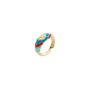 Enamel Blue Five Color Sterling Silver Dome Ring, thumbnail 6 of 6