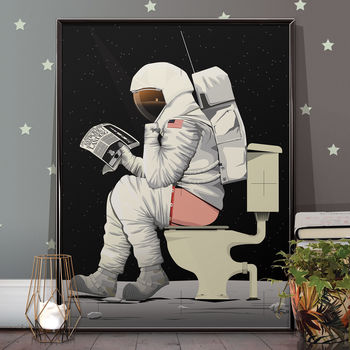 Spaceman, Spaceship Mars, Moon, Rocket Bathroom Poster, 2 of 10