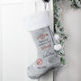 Personalised Special Delivery Silver Grey Stocking, thumbnail 2 of 3