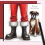 Boxer Dog Christmas Card. With Father Christmas, thumbnail 1 of 2