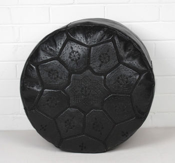 Moroccan Leather Tile Print Pouffe, 2 of 6
